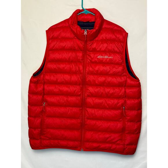 Eddie Bauer Mens Size XL Red Down Quilted Vest Zip Up Lightweight EB560 Packable - Picture 1 of 6
